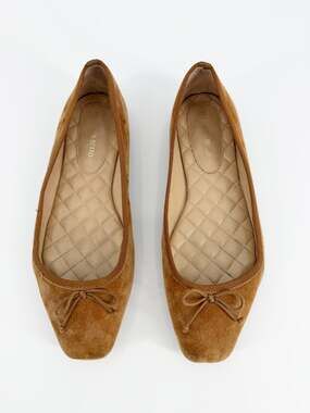 Veronica Beard Beatrix Brown Suede Bow Ballet Ballerina Flats Shoes 7.5
